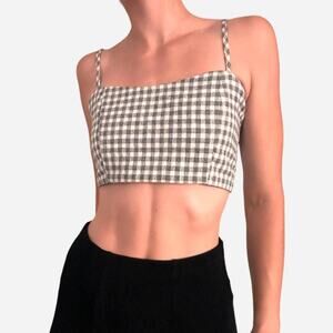 Brandy Melville gingham cropped top straight neck crop top tank top